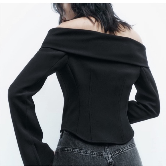 ZARA BLACK OFF-THE-SHOULDER TOP LIMITED EDITION - Picture 5 of 9